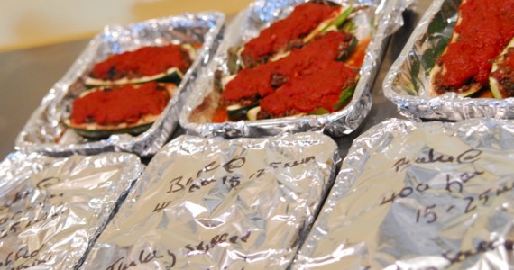 Stuffed zucchini, ready for the freezer