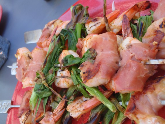 Shrimp, Proscuitto, and Scallion Spiedini