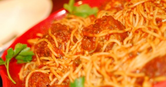 Spaghetti with Mozzarella-Stuffed Meatballs
