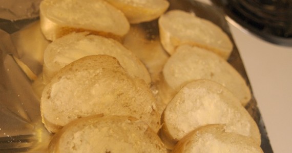 Garlic bread prep