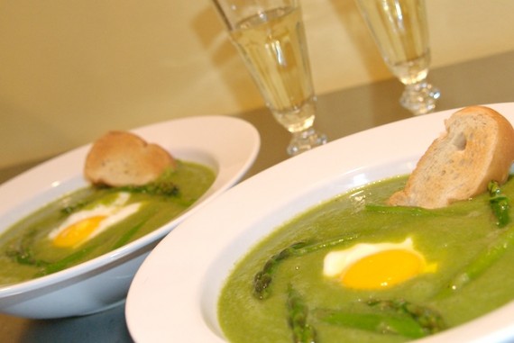 Asparagus Soup with Fried Egg