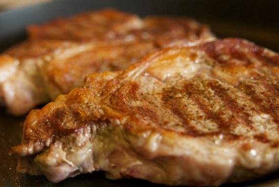 Ribeyes grilling for the Shooter's Sandwich