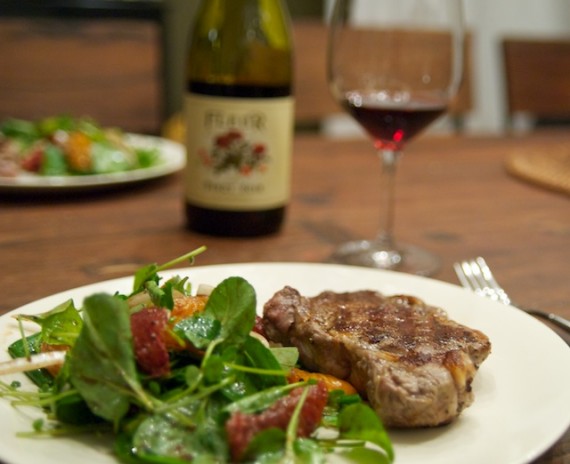 Steak with Blood Orange & Watercress Salad