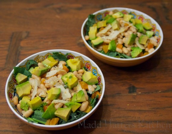 Kale Salad with Avocado, Apricots, and Cannellini