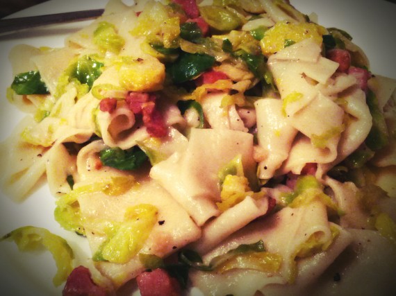Pappardelle with Brussels Sprouts and Pancetta