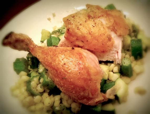 Roasted chicken with succotash