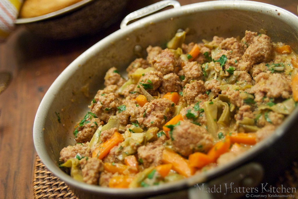 Madd Hatter's Kitchen » Sunday suppers Veal meatballs with artichokes